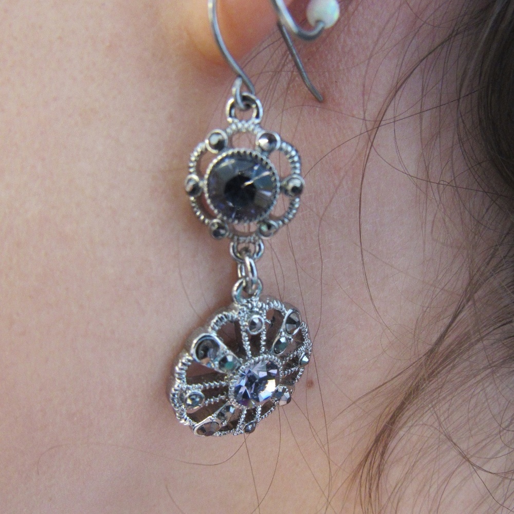 Trifari Purple Drop Earrings
